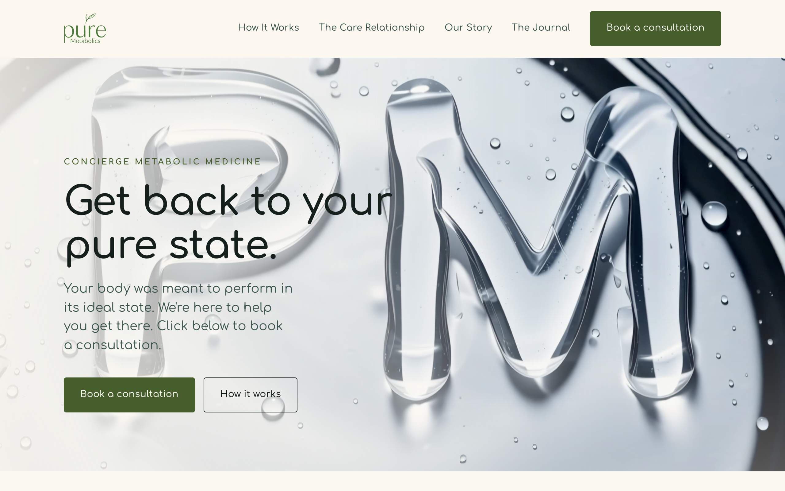 Pure Metabolics website on desktop